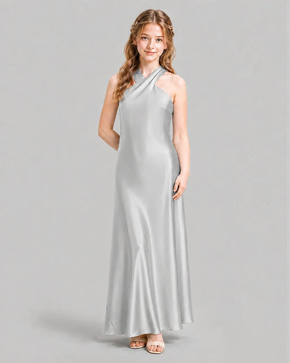 Silver A-line Girls Formal Dresses Pose