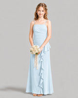Baby Blue A-line Junior Bridesmaid Dresses Front