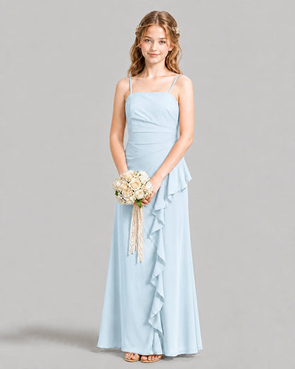 Baby Blue A-line Junior Bridesmaid Dresses Front