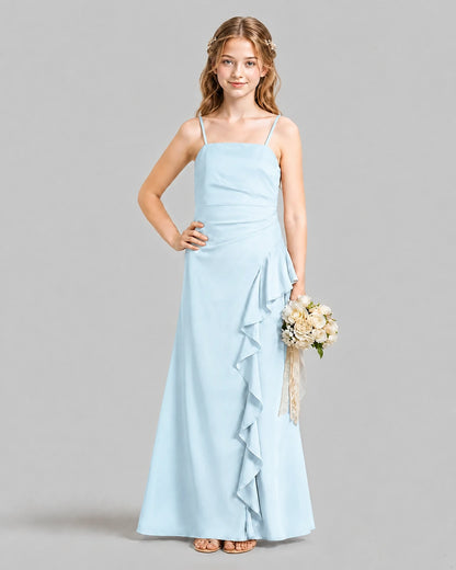 Baby Blue A-line Junior Bridesmaid Dresses Pose