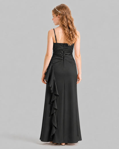 Black A-line Junior Bridesmaid Dresses Back