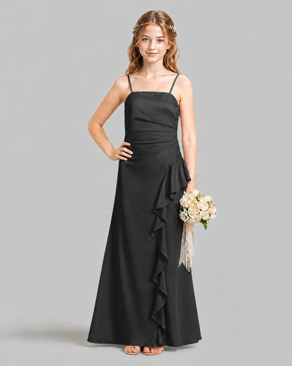 Black A-line Junior Bridesmaid Dresses Pose
