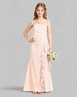 Blush Pink A-line Junior Bridesmaid Dresses Pose