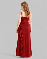 Burgundy A-line Junior Bridesmaid Dresses Back