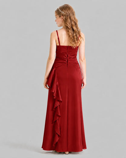 Burgundy A-line Junior Bridesmaid Dresses Back