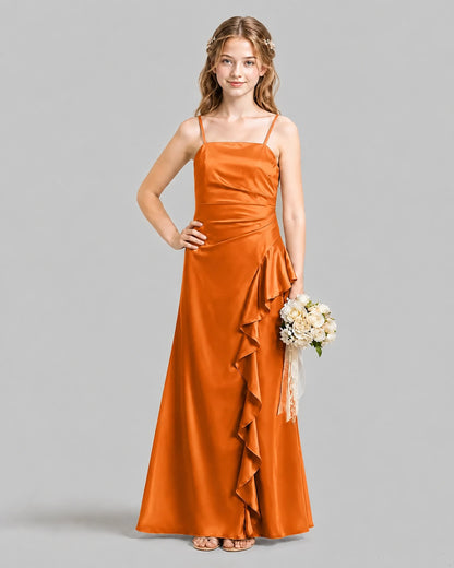 Burnt Orange A-line Junior Bridesmaid Dresses Pose