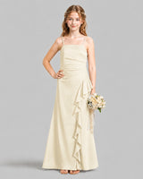Champagne A-line Junior Bridesmaid Dresses Pose