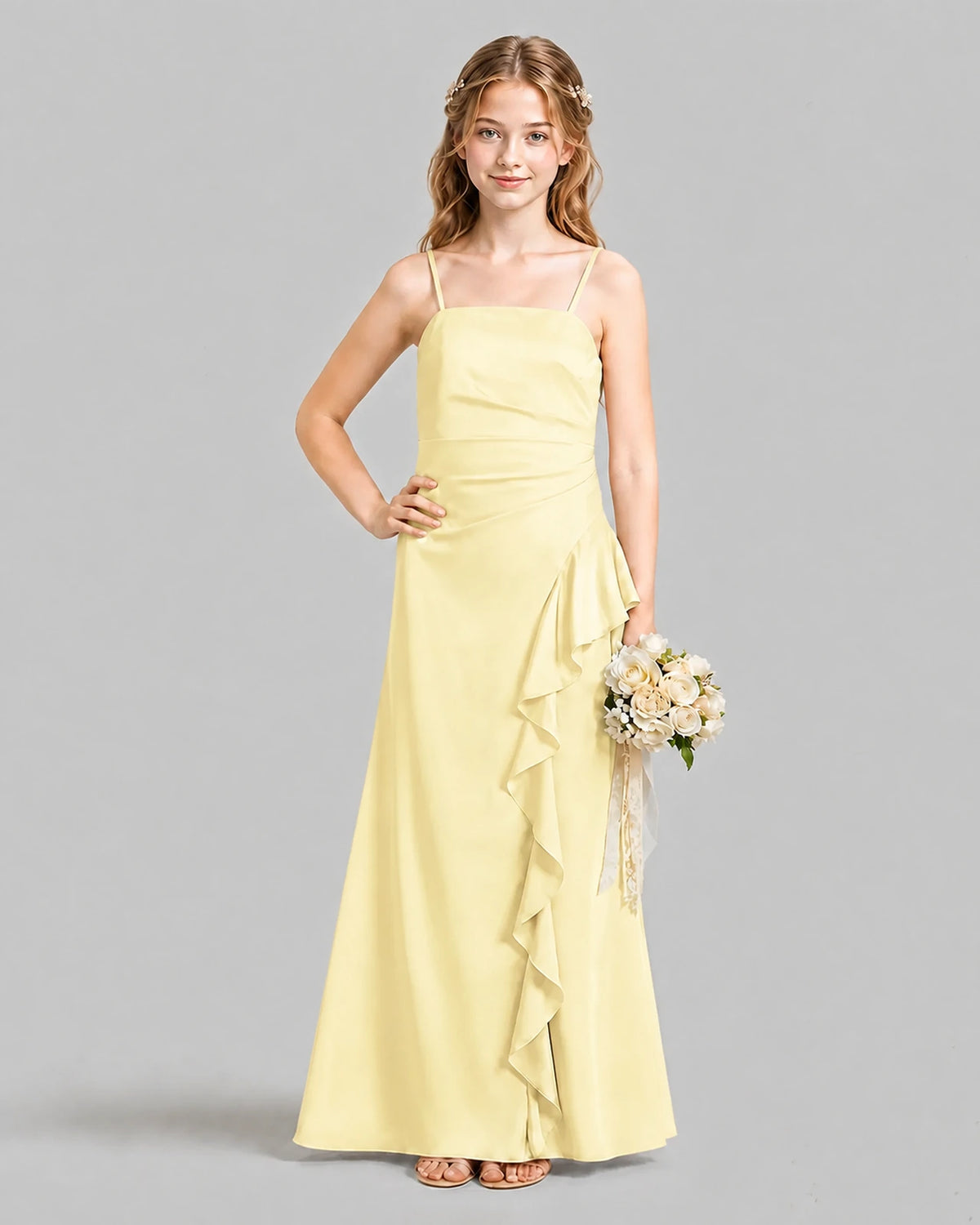 Daffodil A-line Junior Bridesmaid Dresses Pose