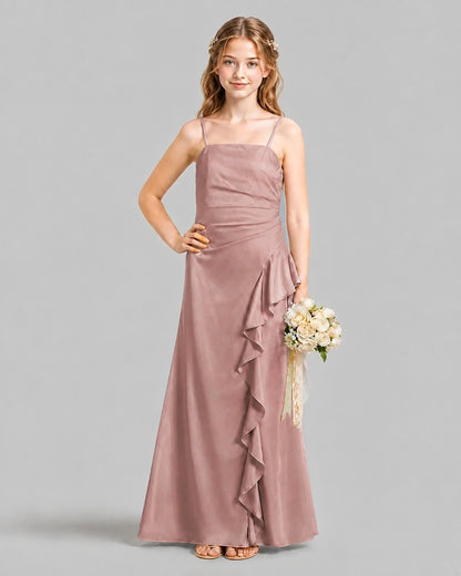 Dusty Rose A-line Junior Bridesmaid Dresses Pose
