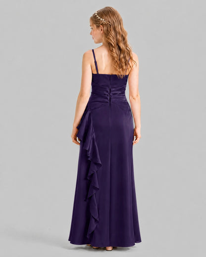 Grape A-line Junior Bridesmaid Dresses Back