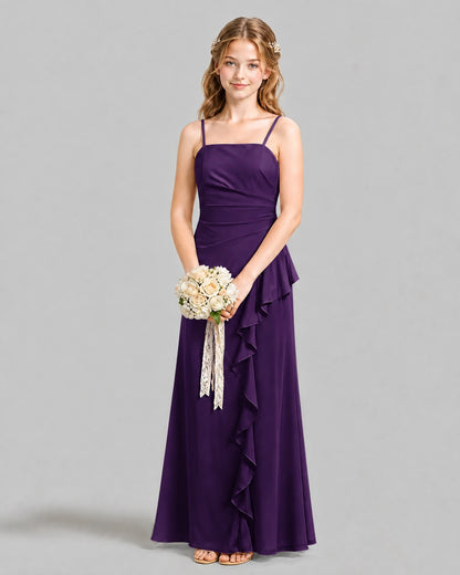 Grape A-line Junior Bridesmaid Dresses Front