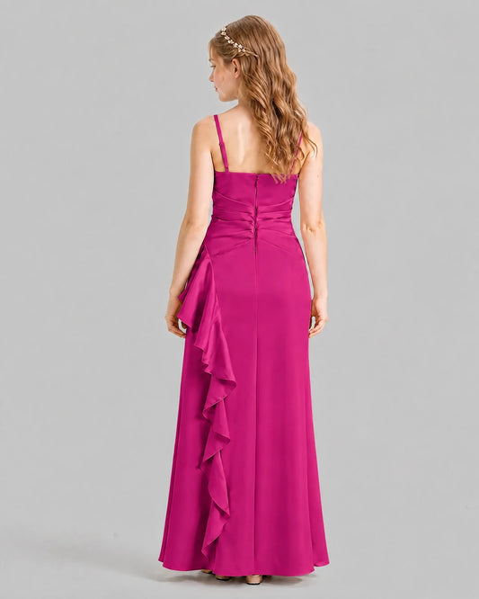 Hot Pink A-line Junior Bridesmaid Dresses Back