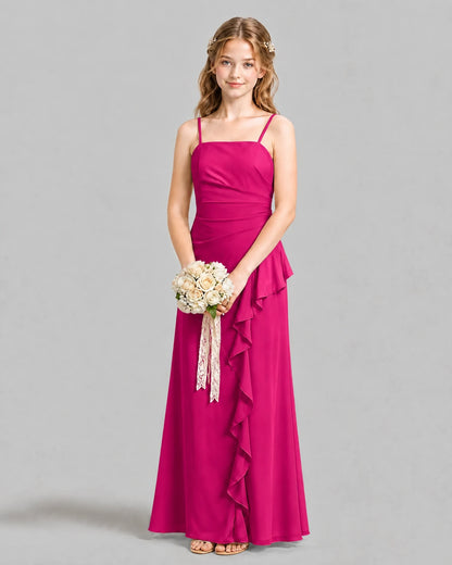 Hot Pink A-line Junior Bridesmaid Dresses Front