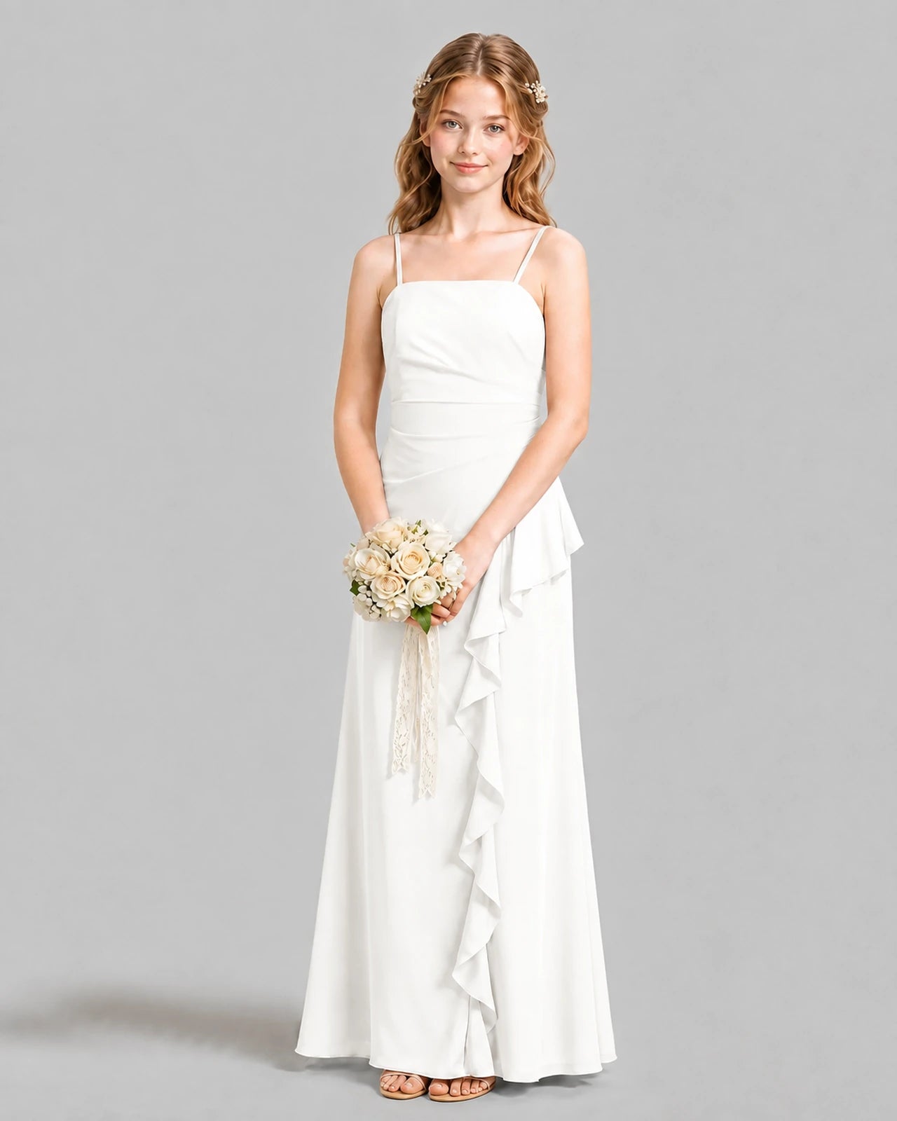 Ivory A-line Junior Bridesmaid Dresses Front