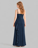 Navy Blue A-line Junior Bridesmaid Dresses Back