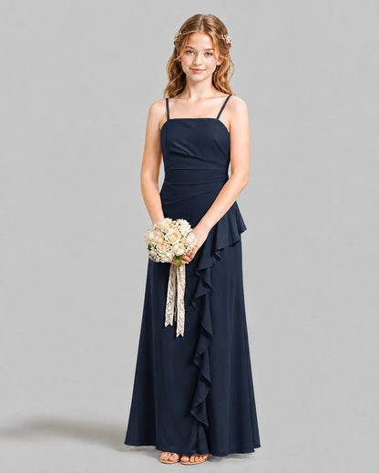 Navy Blue A-line Junior Bridesmaid Dresses Front