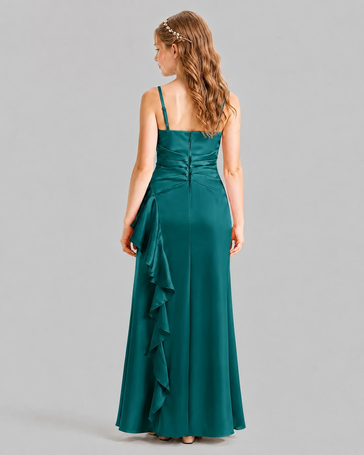 Peacock A-line Junior Bridesmaid Dresses Back