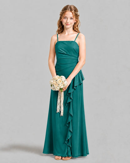 Peacock A-line Junior Bridesmaid Dresses Front