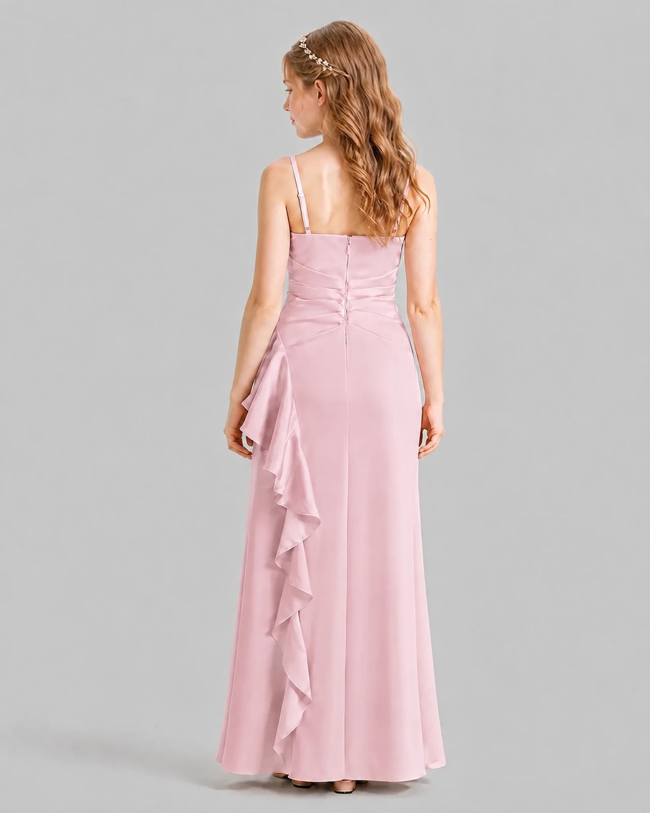 Pink A-line Junior Bridesmaid Dresses Back