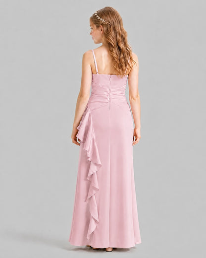 Pink A-line Junior Bridesmaid Dresses Back