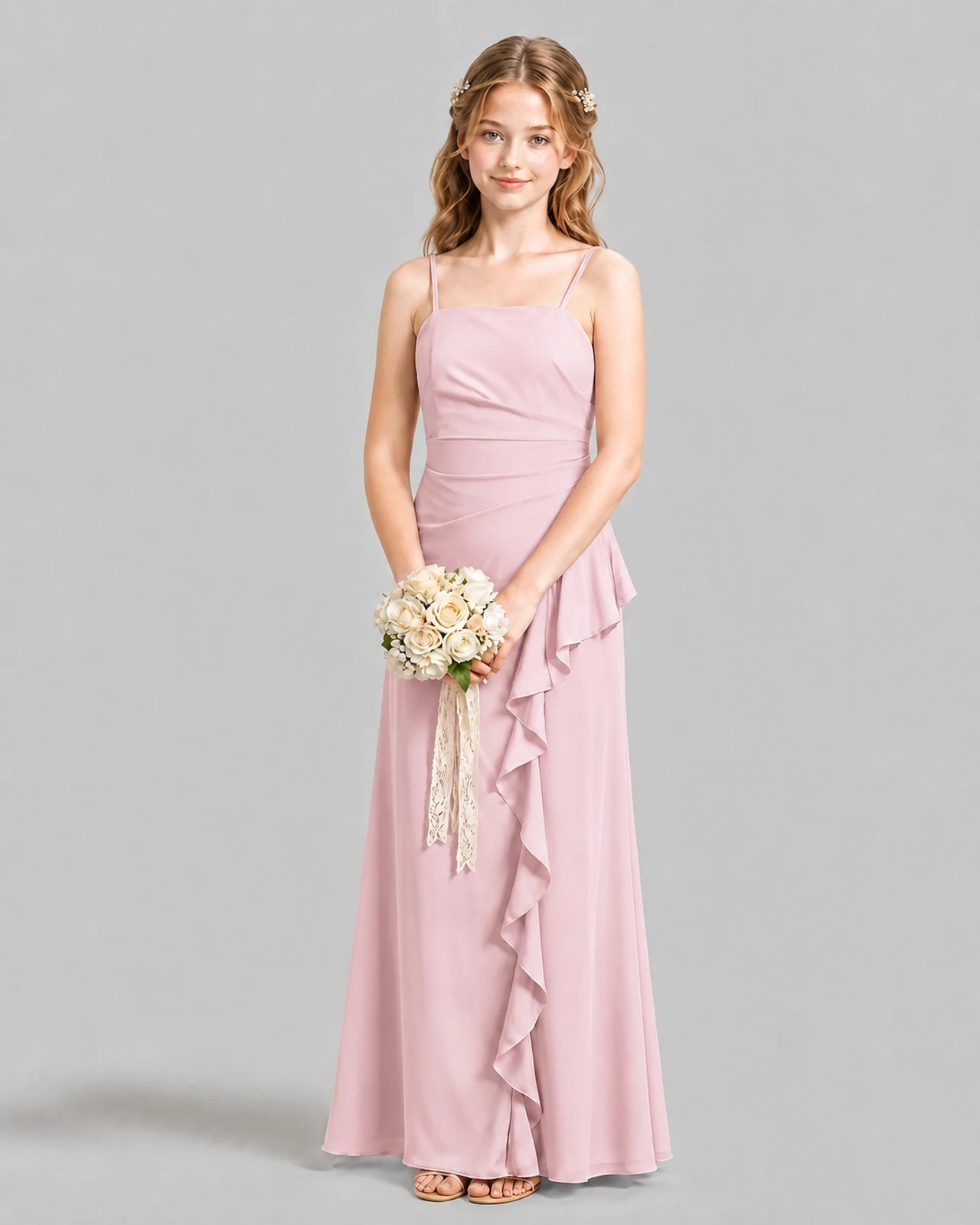 Pink A-line Junior Bridesmaid Dresses Front