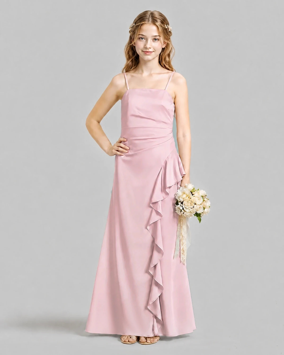 Pink A-line Junior Bridesmaid Dresses Pose