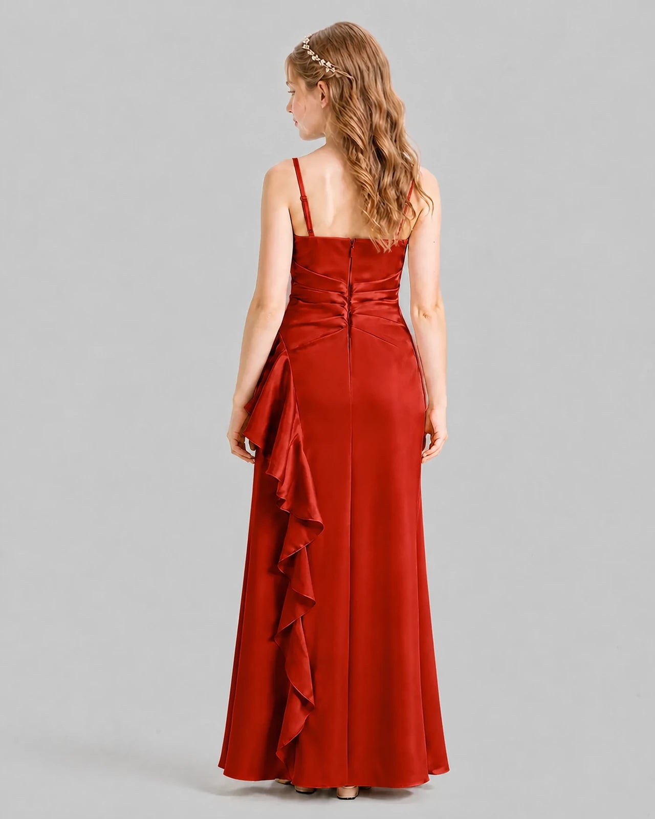 Red A-line Junior Bridesmaid Dresses Back