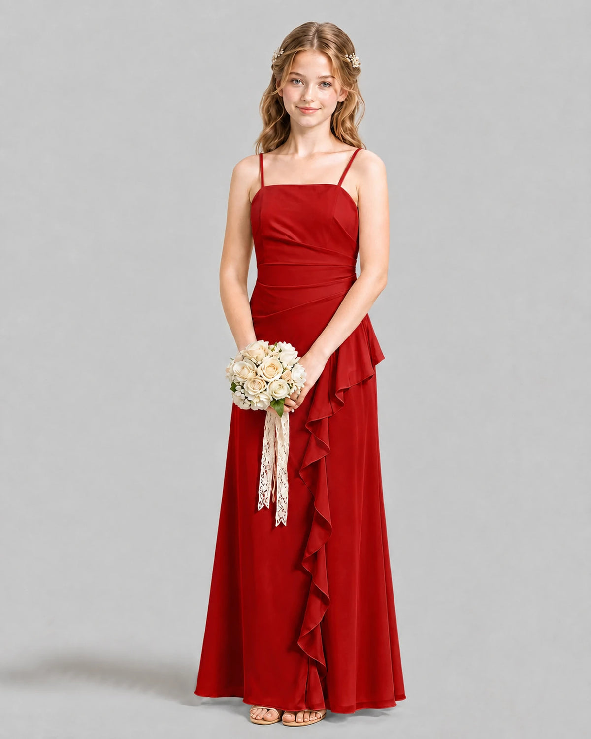 Red A-line Junior Bridesmaid Dresses Front