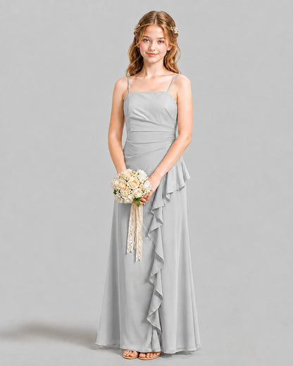 Silver A-line Junior Bridesmaid Dresses Front