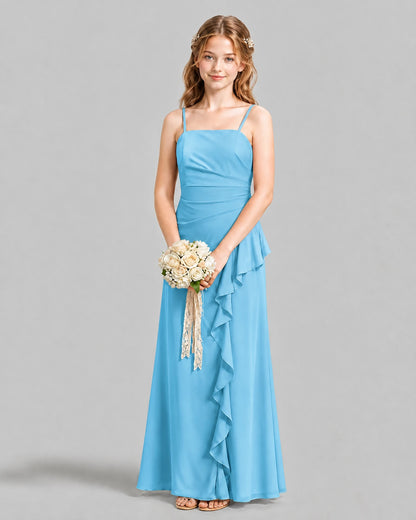Sky Blue A-line Junior Bridesmaid Dresses Front