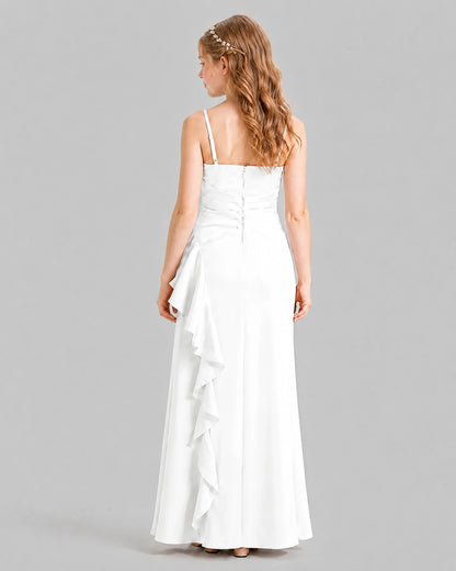 White A-line Junior Bridesmaid Dresses Back