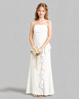 White A-line Junior Bridesmaid Dresses Front