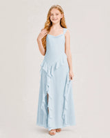 Baby Blue Chiffon A-line Junior Bridesmaid Dress Front View