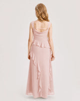 Blush Pink Chiffon A-line Junior Bridesmaid Dress Back View
