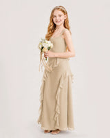 Champagne Chiffon A-line Junior Bridesmaid Dress Side View