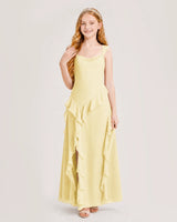 Daffodil Chiffon A-line Junior Bridesmaid Dress Front View