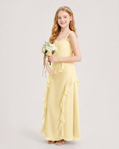 Daffodil Chiffon A-line Junior Bridesmaid Dress Side View
