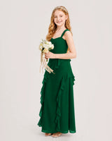 Dark Green Chiffon A-line Junior Bridesmaid Dress Side View