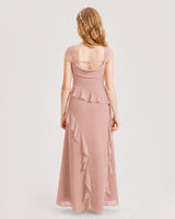 Dusty Rose Chiffon A-line Junior Bridesmaid Dress Back View