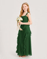 Emerald Green Chiffon A-line Junior Bridesmaid Dress Side View