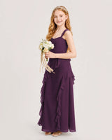 Grape Chiffon A-line Junior Bridesmaid Dress Side View