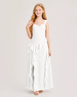 Ivory Chiffon A-line Junior Bridesmaid Dress Front View