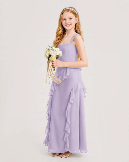 Lavender Chiffon A-line Junior Bridesmaid Dress Side View