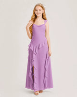 Lilac Chiffon A-line Junior Bridesmaid Dress Front View