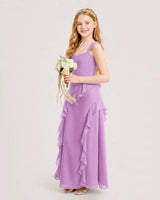 Lilac Chiffon A-line Junior Bridesmaid Dress Side View
