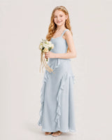 Mist Chiffon A-line Junior Bridesmaid Dress Side View