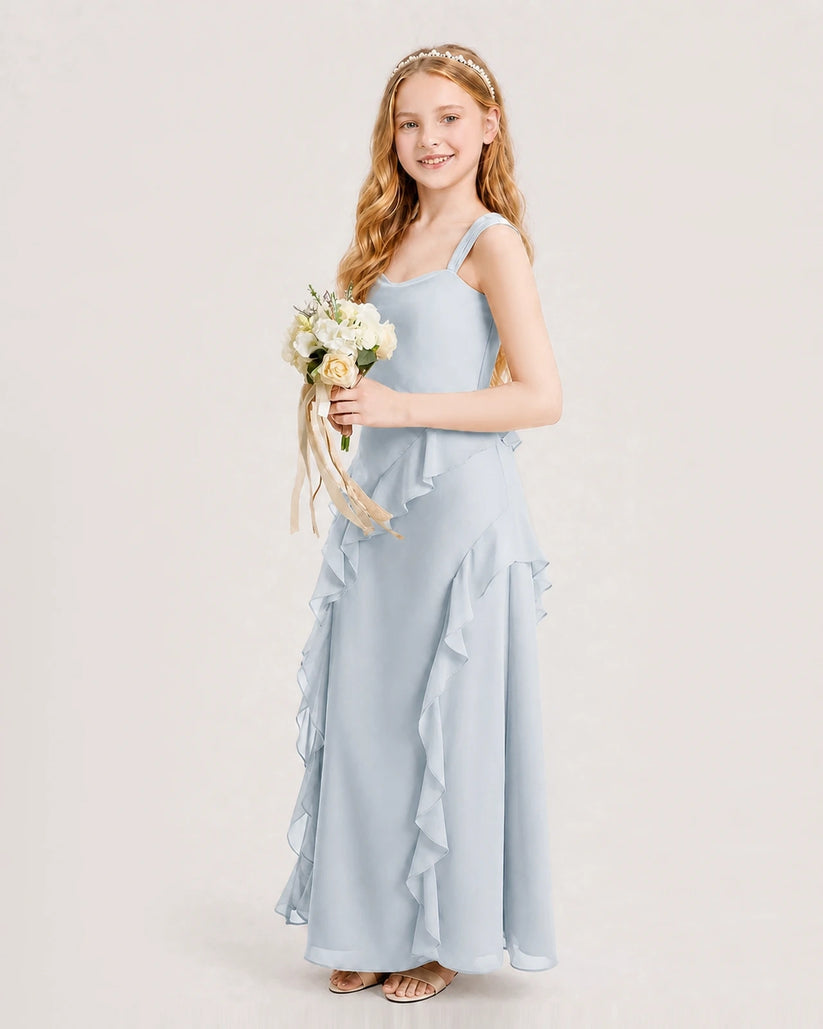 Mist Chiffon A-line Junior Bridesmaid Dress Side View