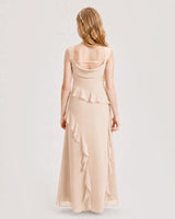 Peach Chiffon A-line Junior Bridesmaid Dress Back View