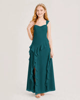 Peacock Chiffon A-line Junior Bridesmaid Dress Front View