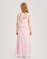 Pink Chiffon A-line Junior Bridesmaid Dress Back View